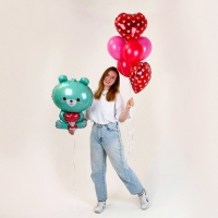Набор воздушных шаров &laquo;Бирюзовый мишка с букетом&raquo;, латекс, фольга, 7 шт.