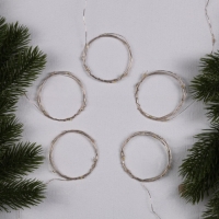 Набор гирлянд &laquo;Нить&raquo; 1 м роса, IP20, серебристая нить, 10 LED, свечение мульти, 3 режима, батарейки AG13х3 (в комплекте) , 5 шт.