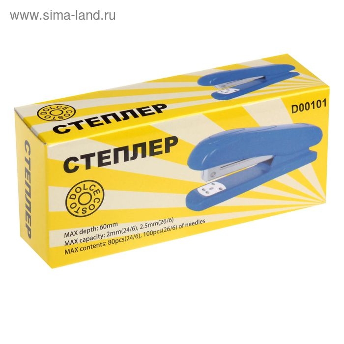 Степлер №24/6 Dolce Costo, до 25 листов, пластиковый корпус, синий Степлер №24/6 Dolce Costo, до 25 листов, пластиковый корпус, синий