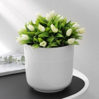 Кашпо для цветов со вставкой «Линель», 2,7 л, d=16 см, h=16 см, пластик, цвет белый Кашпо для цветов со вставкой «Линель», 2,7 л, d=16 см, h=16 см, пластик, цвет белый