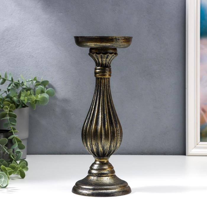 Подсвечник дерево на 1 свечу Подсвечник дерево на 1 свечу "Фердинанд" чёрный с золотой патиной 28х10,5х10,5 см