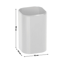 Подставка-стакан для канцелярии Стамм "Фаворит", пластик, 90 х 70 х 70 мм, квадратная, белая