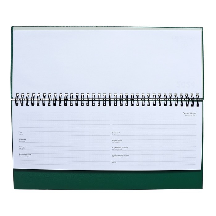 Планинг датированный 2024 года, 294 х 142 мм, 64 листа, на гребне, Attomex.Orion, твёрдая обложка бумвинил, блок 70 г/м2, зелёный