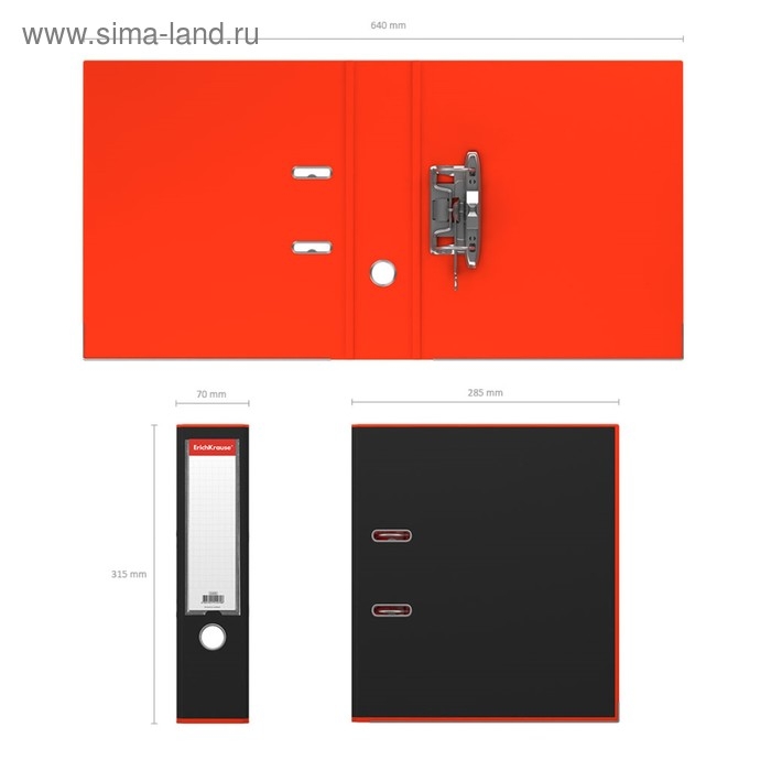 Папка&ndash;регистратор А4, 70 мм, ErichKrause Accent, с арочным механизмом, красная