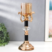 Подсвечник металл, стекло на 1 свечу "Карино" d-7 см, золото 15,5х15,5х33 см Подсвечник металл, стекло на 1 свечу "Карино" d-7 см, золото 15,5х15,5х33 см