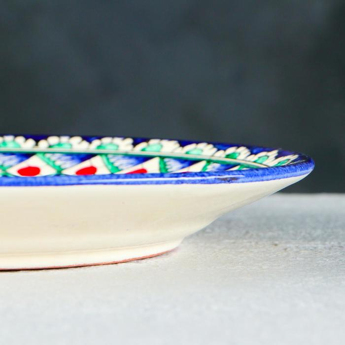 Тарелка Риштанская Керамика Тарелка Риштанская Керамика "Цветы", 22 см, синяя