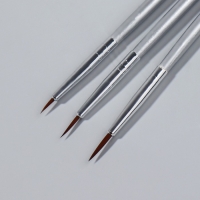 Набор кистей для дизайна ногтей, 3 шт, 16,5 см, в PVC - тубе, цвет серебристый