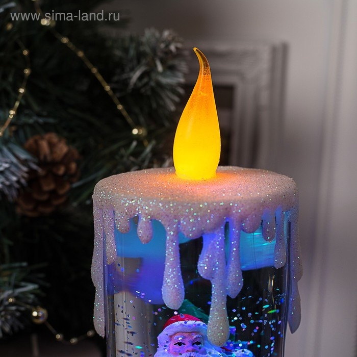 Светодиодная фигура &laquo;Свеча с Дедом Морозом&raquo; 10 &times; 26 &times; 10 см, пластик, блёстки, батарейки ААх3 (не в комплекте), свечение RGB