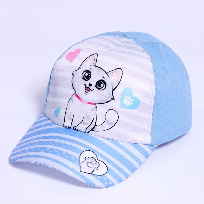 Кепка детская для девочки &laquo;Котик&raquo;, р-р. 52-54 см, 5-7 лет, МИКС