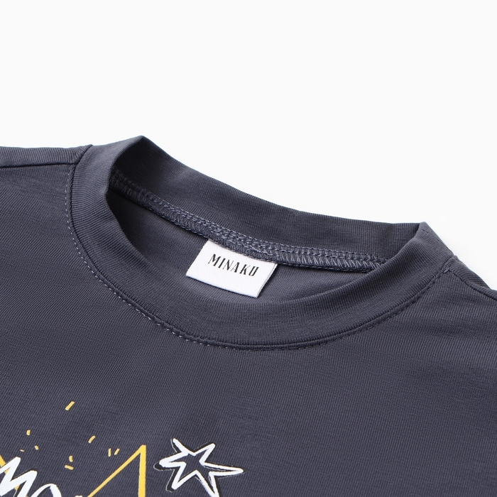 Футболка детская MINAKU: Exclusive print, цвет графитовый, рост 104 см
