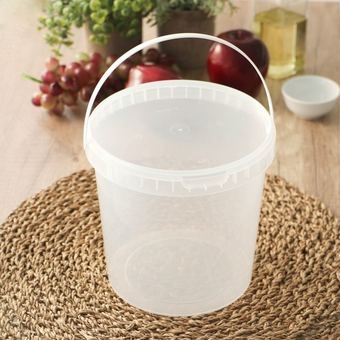 Ведро пластиковое одноразовое с крышкой &laquo;Для солений&raquo;, 2,8 л, d=17 см, прозрачное, 120 шт/уп