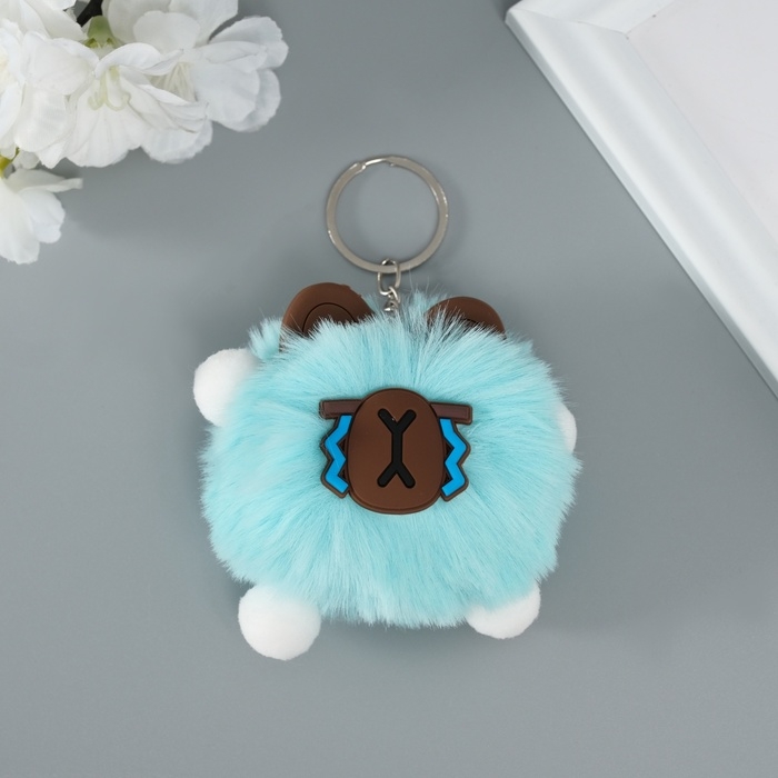 Пушистик на кольце "Капибара Мистер Грусть" голубой 10х8х8 см