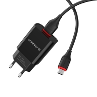 Сетевое зарядное устройство Borofone BA20A, 1 USB, 2.1 А, чёрное Сетевое зарядное устройство Borofone BA20A, 1 USB, 2.1 А, чёрное