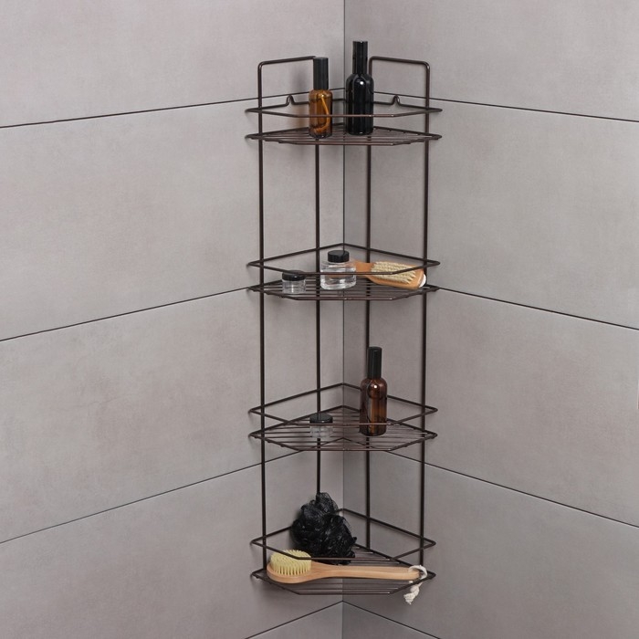 Полка угловая для ванной 4-х ярусная Эконом, 219×219×836 cм, цвет медная искра Полка угловая для ванной 4-х ярусная Эконом, 219×219×836 cм, цвет медная искра