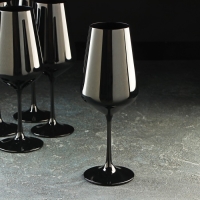 Набор бокалов для вина Bohemia Crystal «Сандра», 450 мл, 6 шт, цвет чёрный Набор бокалов для вина Bohemia Crystal «Сандра», 450 мл, 6 шт, цвет чёрный