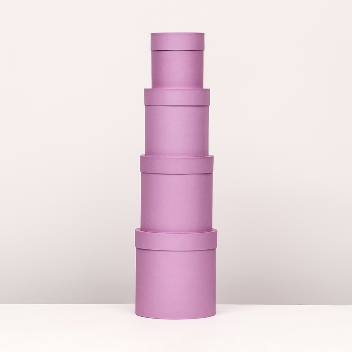 Набор шляпных коробок  4 в 1 "Сирень", 20 &times; 20 ‒13 &times; 13 см