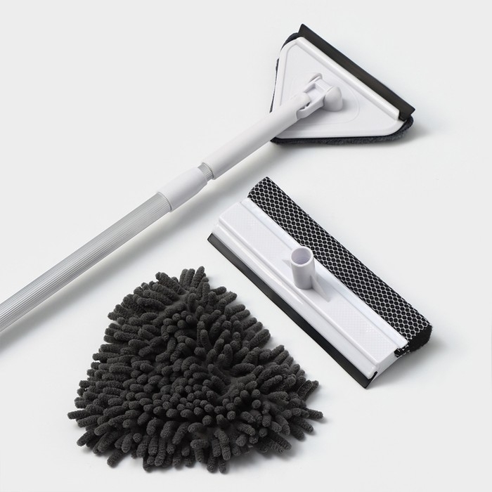 Щётка для окон Raccoon, поролоновая телескопическая насадка 47(80,5) см, две насадки из микрофибры с держателем 11,5×6,5 см Щётка для окон Raccoon, поролоновая телескопическая насадка 47(80,5) см, две насадки из микрофибры с держателем 11,5×6,5 см