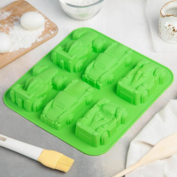 Форма для выпечки Доляна «Гонки», силикон, 29,5×27 см, 6 ячеек (11,5×6,5 см), цвет МИКС Форма для выпечки Доляна «Гонки», силикон, 29,5×27 см, 6 ячеек (11,5×6,5 см), цвет МИКС