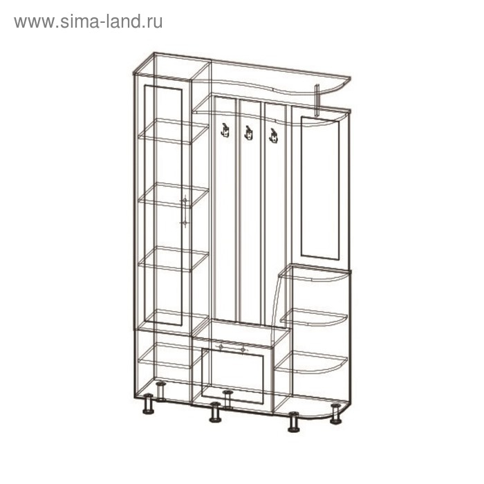 Прихожая Ксения-2 левая, 2050х1200х350, Венге/Дуб молочный