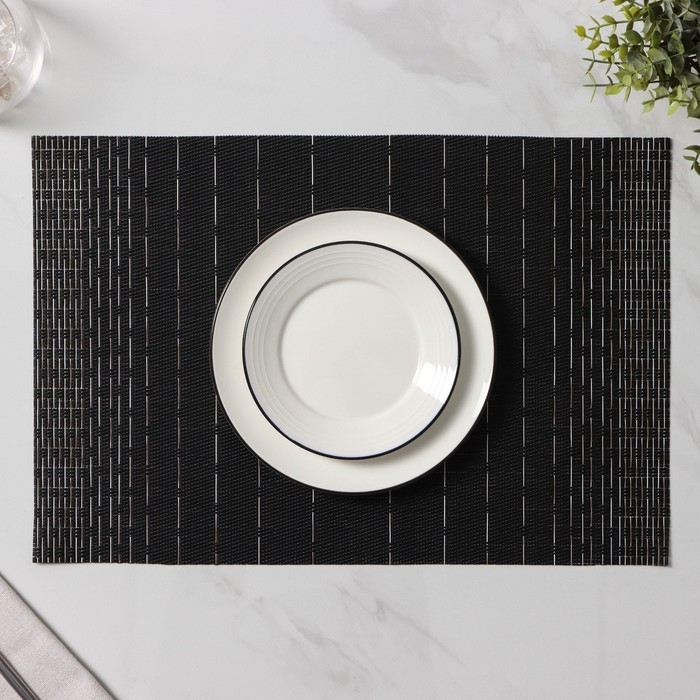 Салфетки сервировочные на стол Доляна &laquo;Инь&raquo;, 4 шт, 30&times;45 см, цвет чёрный
