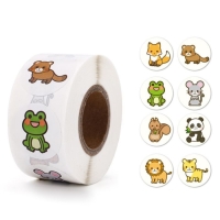 Наклейка бумага "Лесные звери" d=2,5 см 500 шт в рулоне 3х6,5х6,5 см Наклейка бумага "Лесные звери" d=2,5 см 500 шт в рулоне 3х6,5х6,5 см