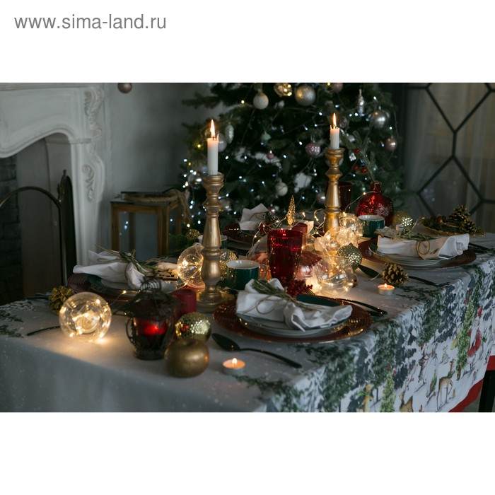 Скатерть "Этель" Праздник в лесу 147х180 см с ГМВО,100% хл,саржа 190гр/м2