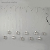 Гирлянда &laquo;Бахрома&raquo; 2.5 &times; 0.7 м роса с насадками &laquo;Шарики&raquo;, IP20, серебристая нить, 150 LED, свечение тёплое белое, 12 В