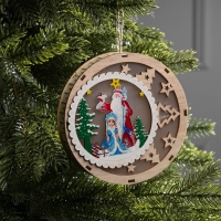 Подвеска световая "Дед Мороз и Снегурочка", 15х3 см, 6 LED, АААx2 (не в компл.), свечение тёплое белое