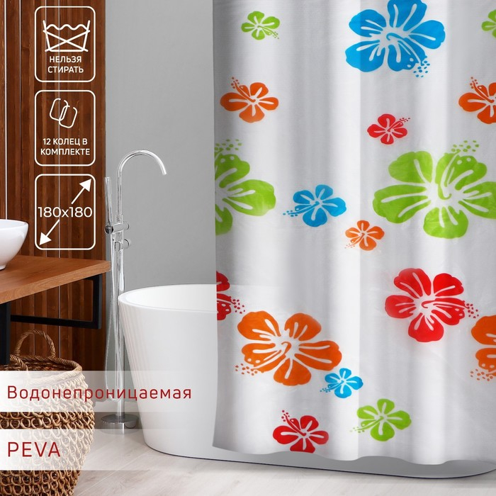 Штора для ванной комнаты Доляна &laquo;Гавайская роза&raquo;, 180&times;180 см, EVA