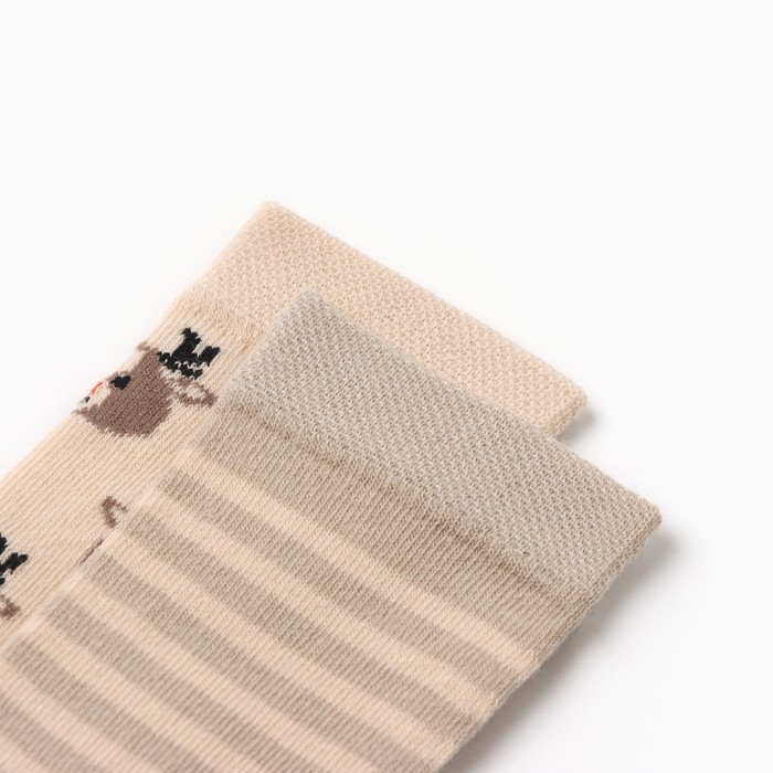 Новый год.Гольфы детские 2 пары Крошка Я, 14-16 см, бежевый