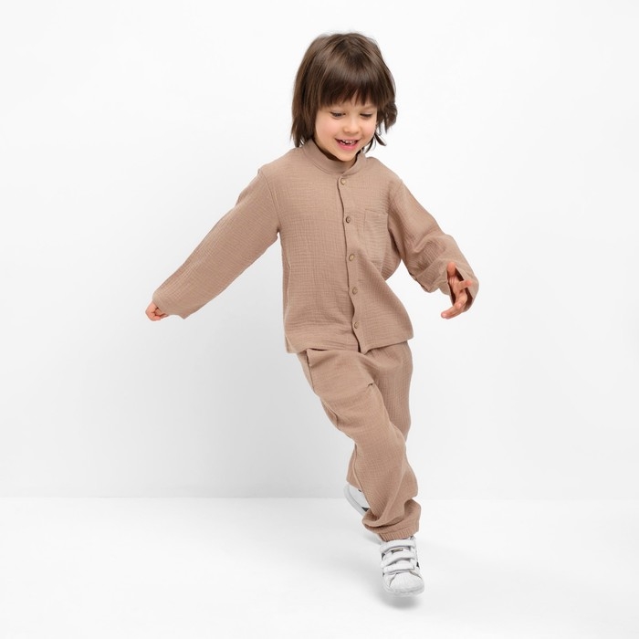 Костюм (рубашка и брюки) детский KAFTAN Костюм (рубашка и брюки) детский KAFTAN "Муслин", р.28 (86-92см) бежевый
