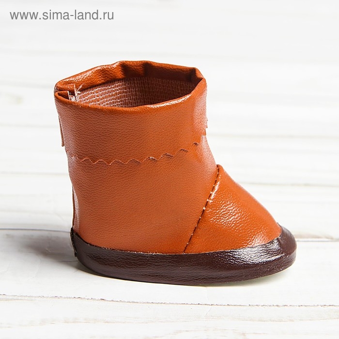 Сапоги с отворотами для куклы, длина подошвы &mdash; 7,5 см, цвет коричневыйй