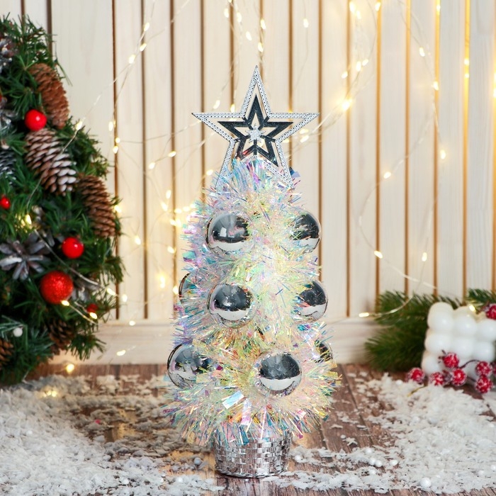 Ёлка декор Ёлка декор "Праздничная" перламутр, 10х26 см, серебро