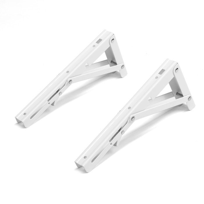 Кронштейн складной для столов и полок ТУНДРА, 2 шт., длина 250 мм, сталь, цвет белый Кронштейн складной для столов и полок ТУНДРА, 2 шт., длина 250 мм, сталь, цвет белый