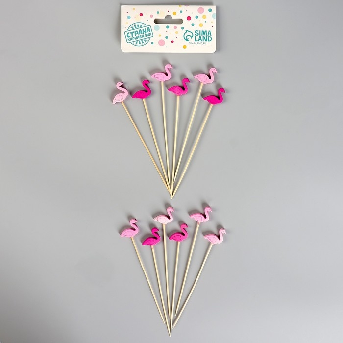 Шпажки «Фламинго», в наборе 12 штук, цвета МИКС Шпажки «Фламинго», в наборе 12 штук, цвета МИКС
