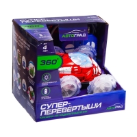 Машина-перевёртыш радиоуправляемая &laquo;Трюк&raquo;, работает от батареек, световые эффекты, цвет красный