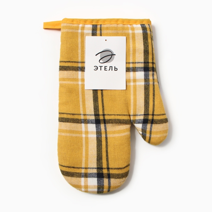 Варежка-прихв. Этель Клетка цв.желтый 26*16см, 100%п/э Варежка-прихв. Этель Клетка цв.желтый 26*16см, 100%п/э