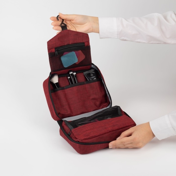 Косметичка, 2 отдела на молниях, с крючком, цвет красный Косметичка, 2 отдела на молниях, с крючком, цвет красный