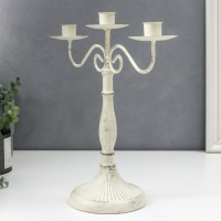 Подсвечник металл на 3 свечи "Прованс" белый состаренный 31х13х30 см