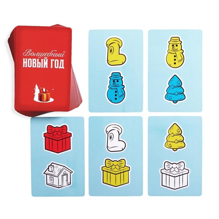 Новогодняя настольная игра &laquo;Волшебный Новый год&raquo;, 60 карт, 5 фигурок, 4+