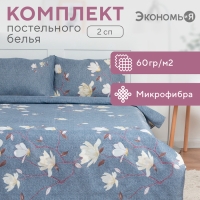 Постельное бельё 2 сп Экономь и Я &laquo;Магнолия&raquo; 173х215см, 175х214см, 50х70см-2 шт, 60 г/м2, микрофибра