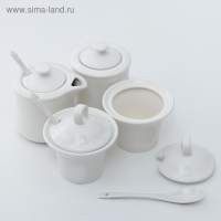 Набор керамический для специй и масел &laquo;Эстет&raquo;, 4 предмета: 2 ёмкости 250 мл, 2 ёмкости 150 мл, 3 ложки