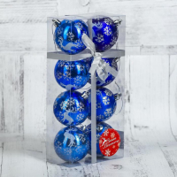 Набор шаров пластик d-6 см, 8 шт "Северный олень" синий Набор шаров пластик d-6 см, 8 шт "Северный олень" синий