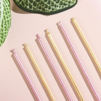 Набор свечей в торт, 6 штук "Happy", 17 см, золотой с розовым