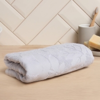 Полотенце махровое жаккардовое LoveLife Leaves 50х90 см, цвет светло-серый, 100% хл, 500 гр/м2 Полотенце махровое жаккардовое LoveLife Leaves 50х90 см, цвет светло-серый, 100% хл, 500 гр/м2