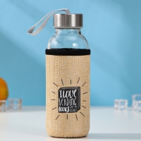 Бутылка для воды стеклянная в чехле «Идея», 300 мл, h=17,5 см, рисунок МИКС Бутылка для воды стеклянная в чехле «Идея», 300 мл, h=17,5 см, рисунок МИКС