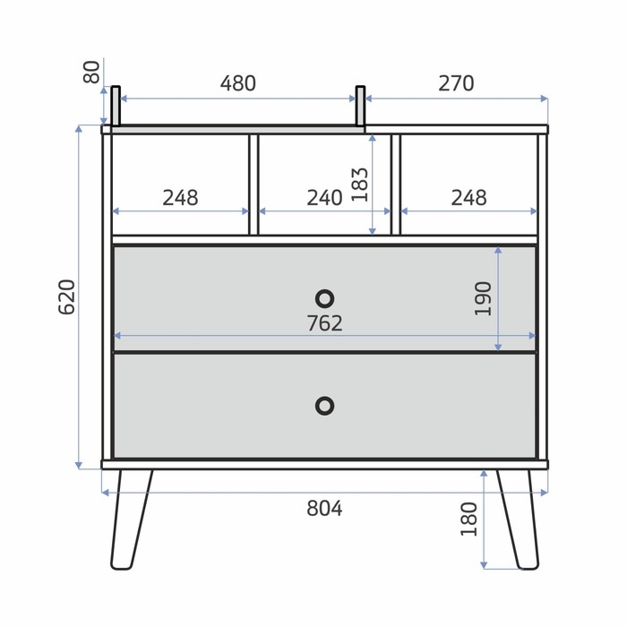 Комод пеленальный детский Benny, ЛДСП, 80х88х69 см., 2 ящика, цвет белый/кашемир