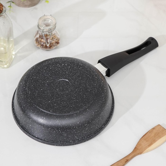 Сковорода Доляна &laquo;Элит&raquo;, d=22 см, съёмная ручка, антипригарное покрытие, цвет серый
