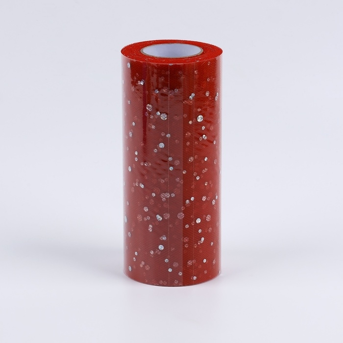 Фатин с блёстками, 15 см, 11 &plusmn; 1 г/кв.м, 23 &plusmn; 1 м, цвет красный №17