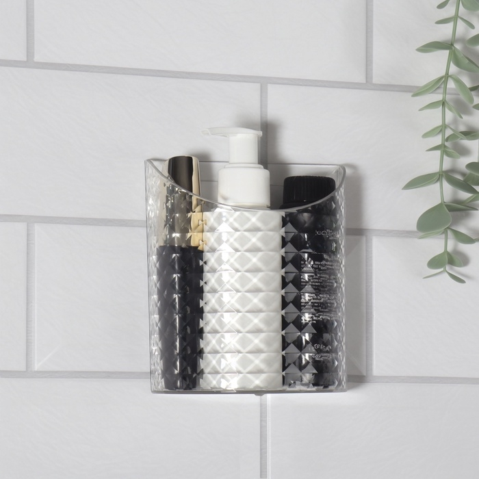 Органайзер для хранения &laquo;Бриллиант&raquo;, навесной, 1 секция, с клеевой основой, 10,5 &times; 12 &times; 5 см, цвет прозрачный